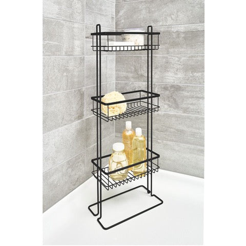 RUST RESISTANT 3-TIER SHOWER SHELF MATE BLACK