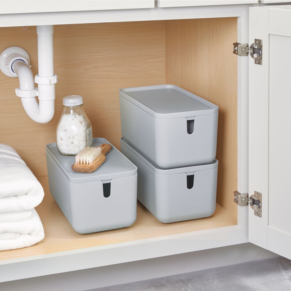 CADE LIDDED STORAGE BIN GREY