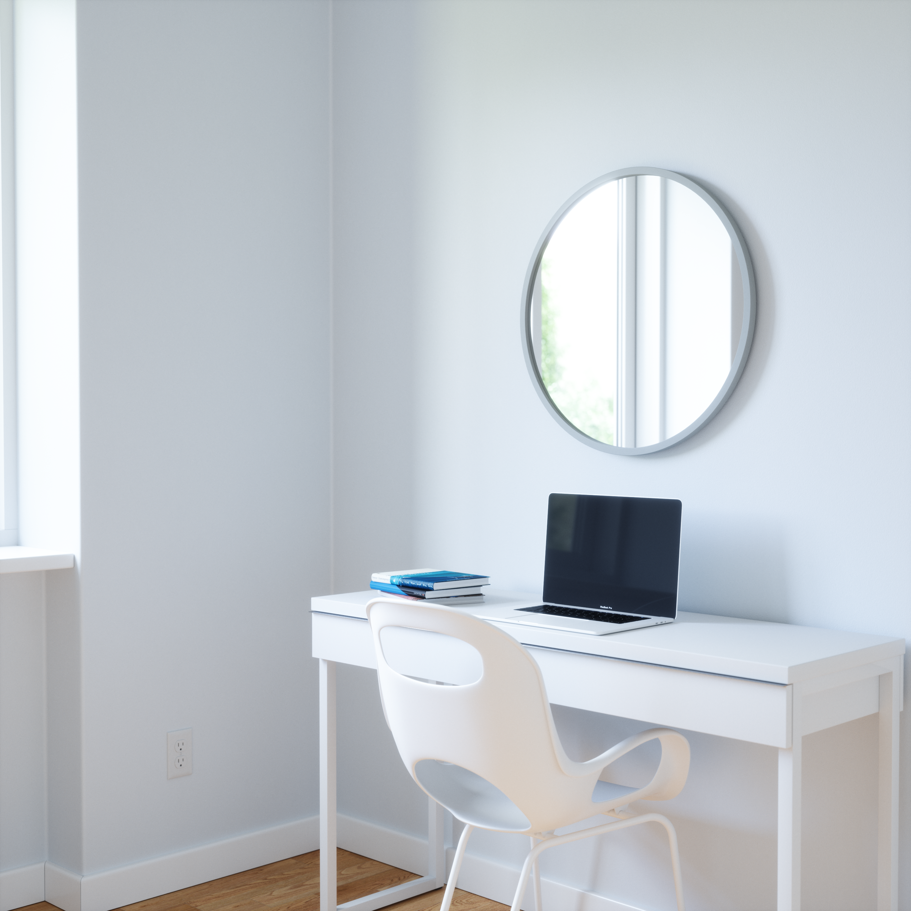 Hub Wall Mirror 24" Grey