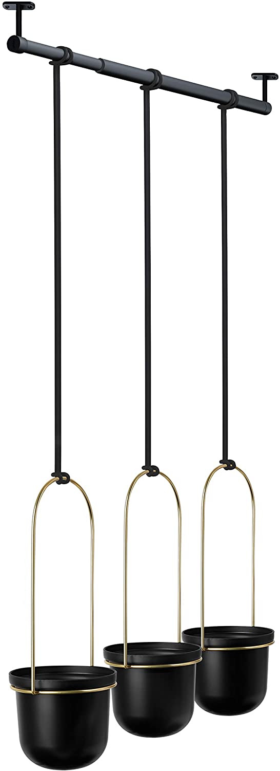 TRIFLORA  HANGING PLANTER BLACK /BRASS