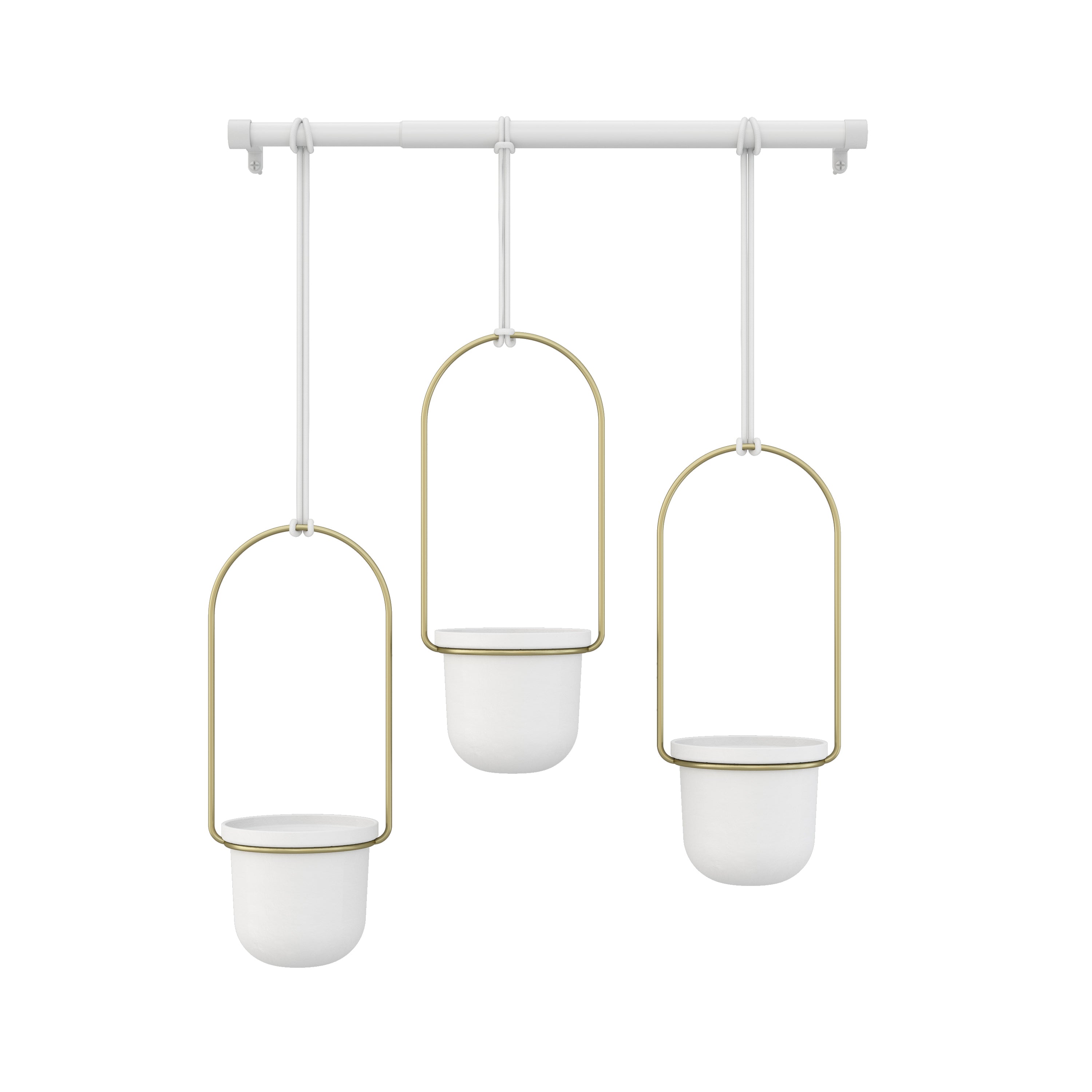 Triflora Hanging Planter System White/Brass
