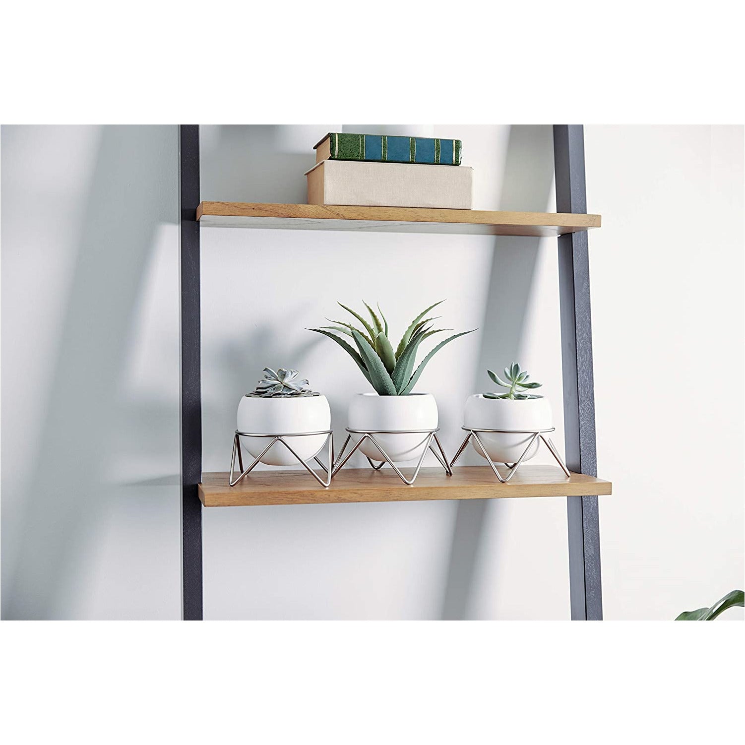 POTSY 3 PACK PLANTER WHITE / NICKEL