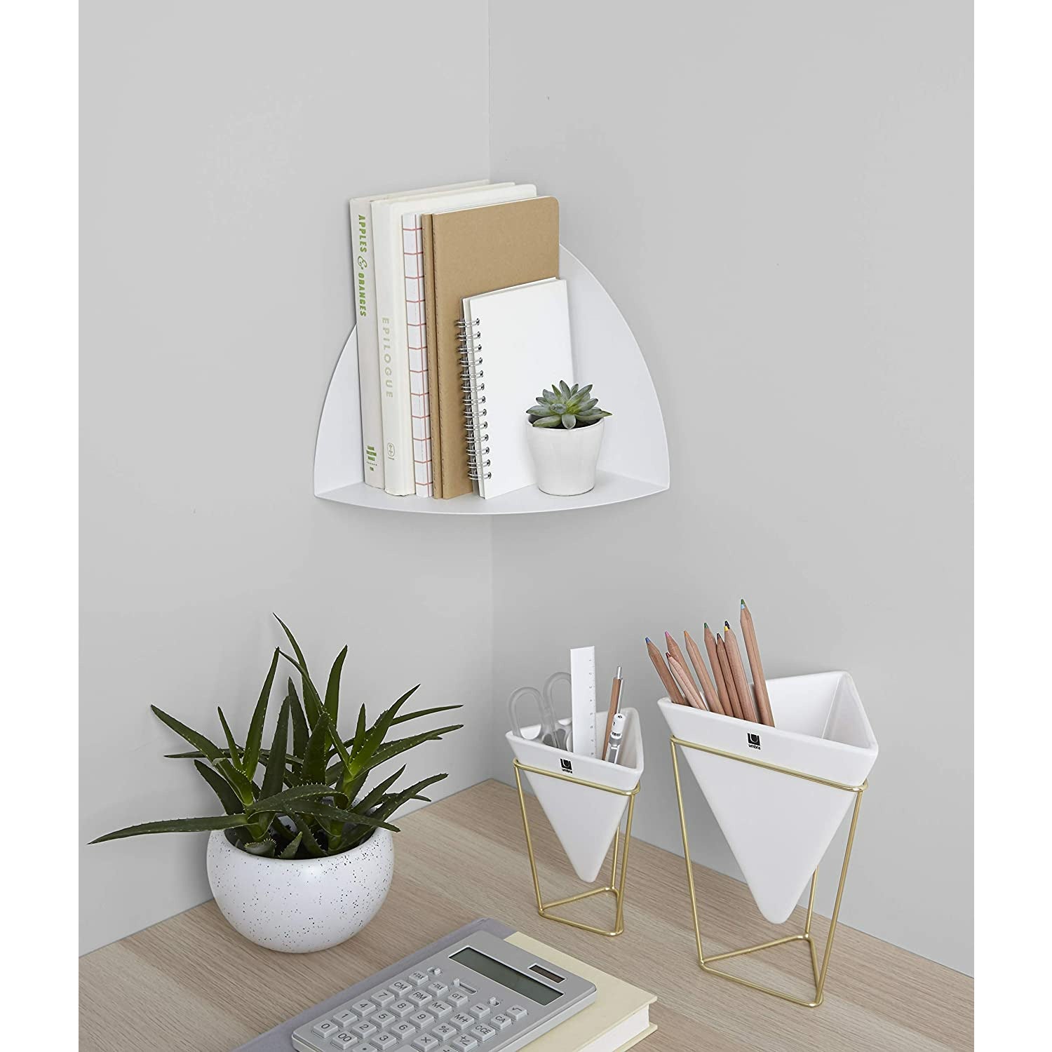 CORNER SHELF SET OF 3 WHITE