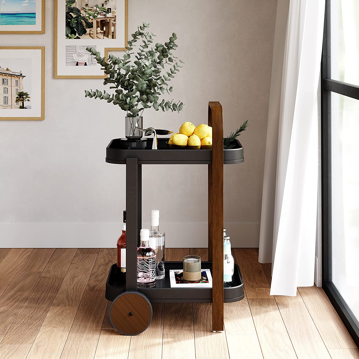 BELLWOOD BAR & SERVING CART  BLACK