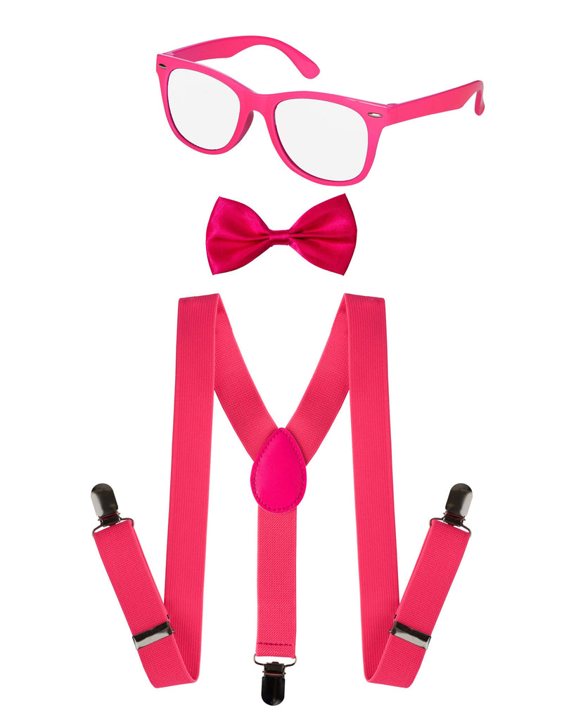 Neon Suspender, Bow-tie, Accessory SET PINK