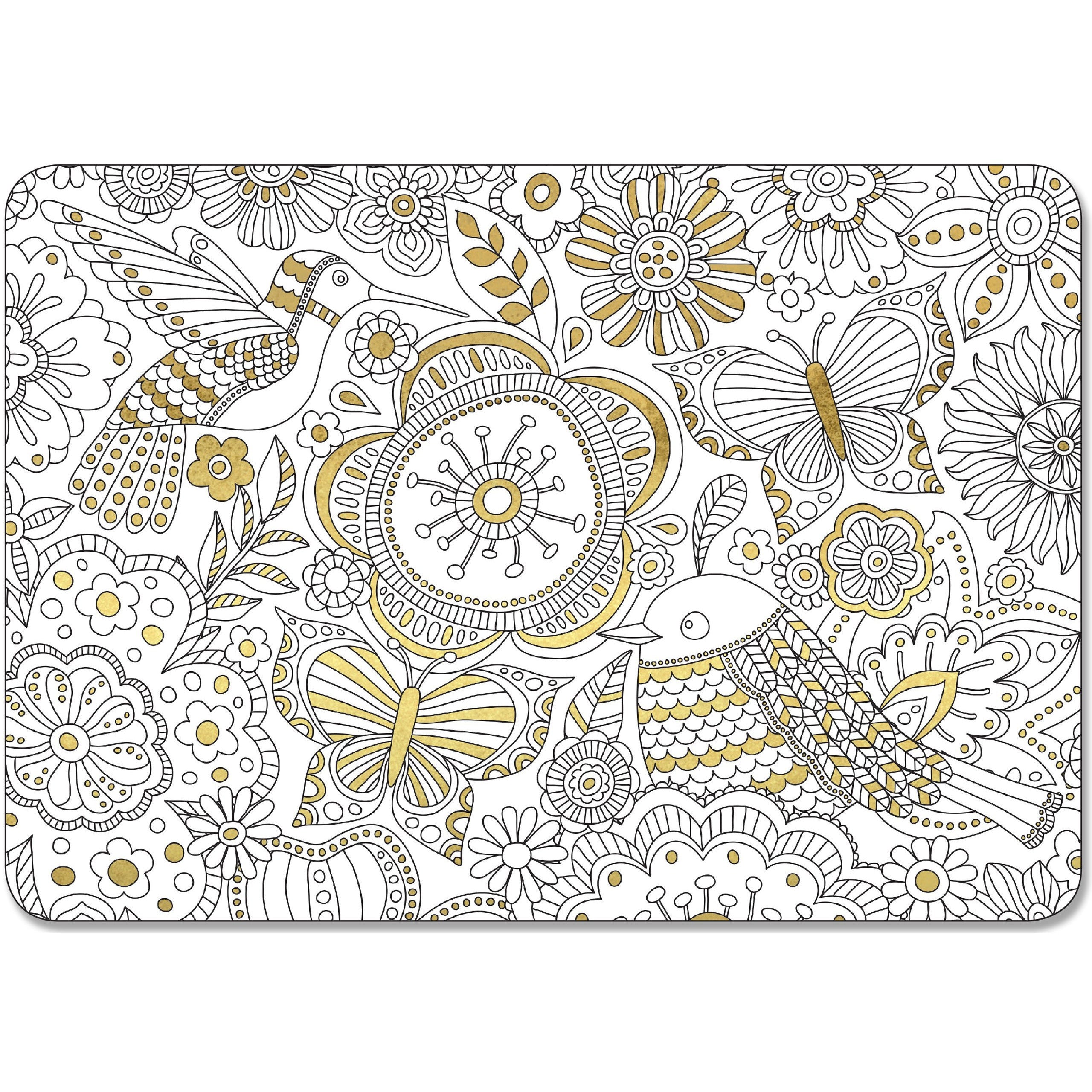 16 Coloring Postcards Gold foil Highlights