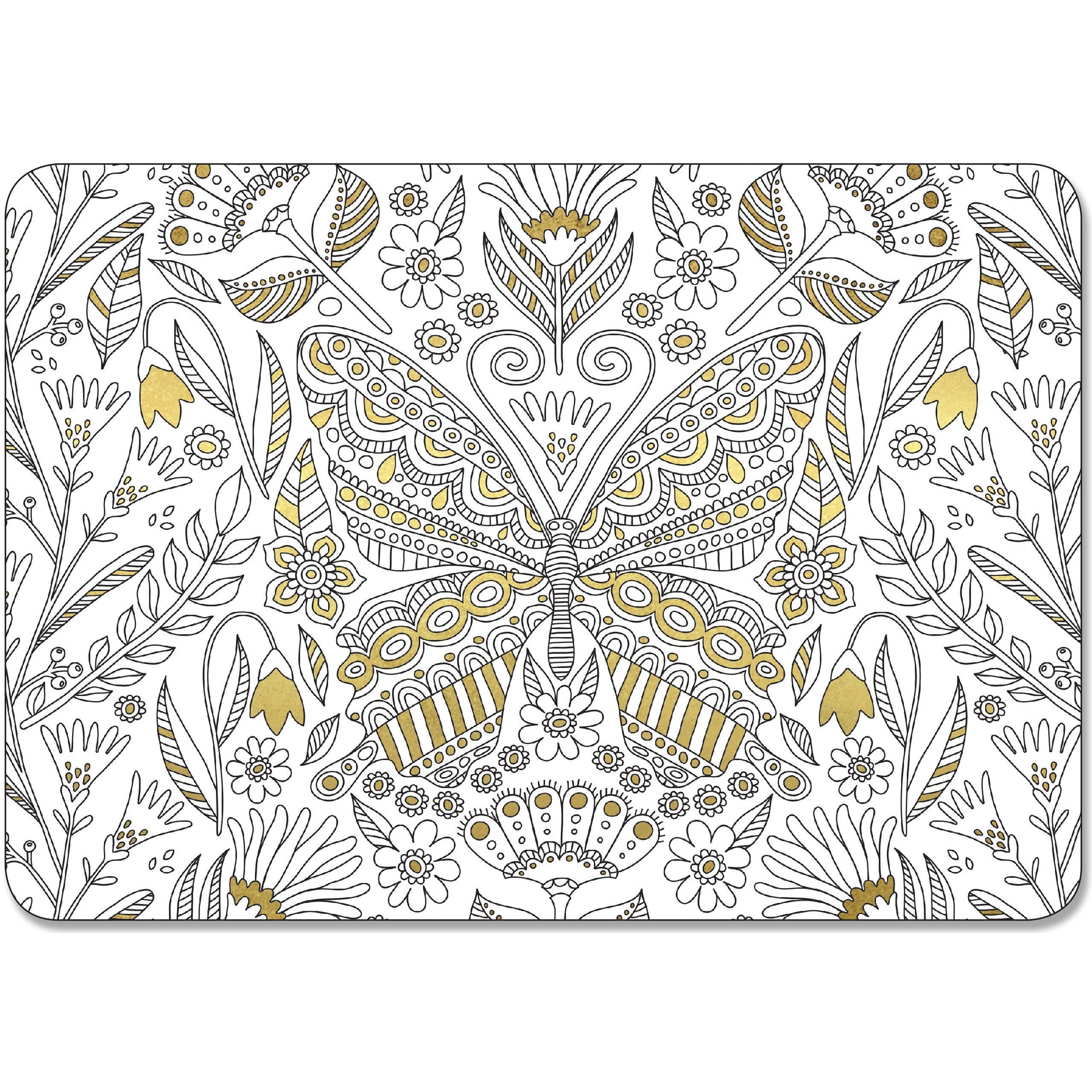 16 Coloring Postcards Gold foil Highlights