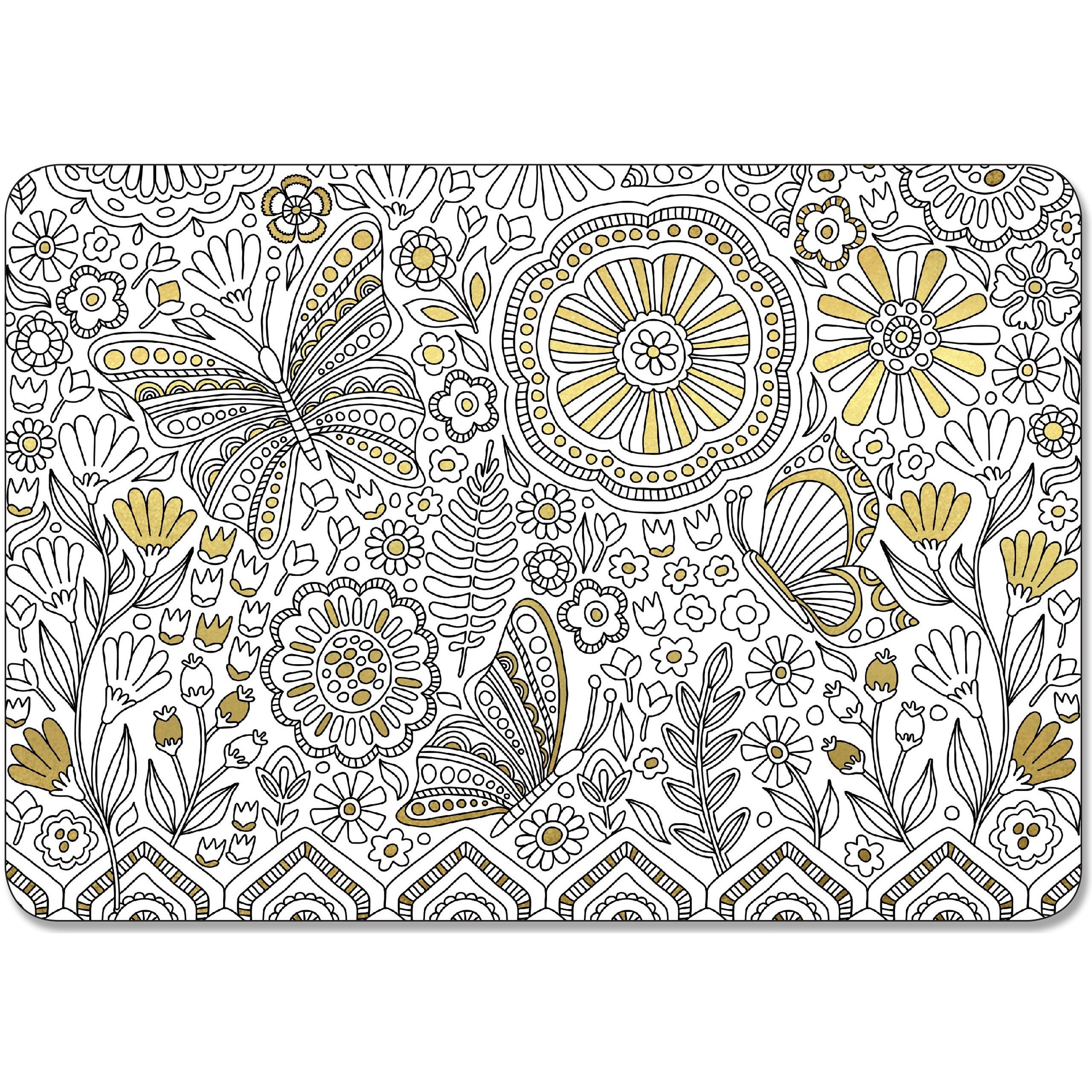 16 Coloring Postcards Gold foil Highlights