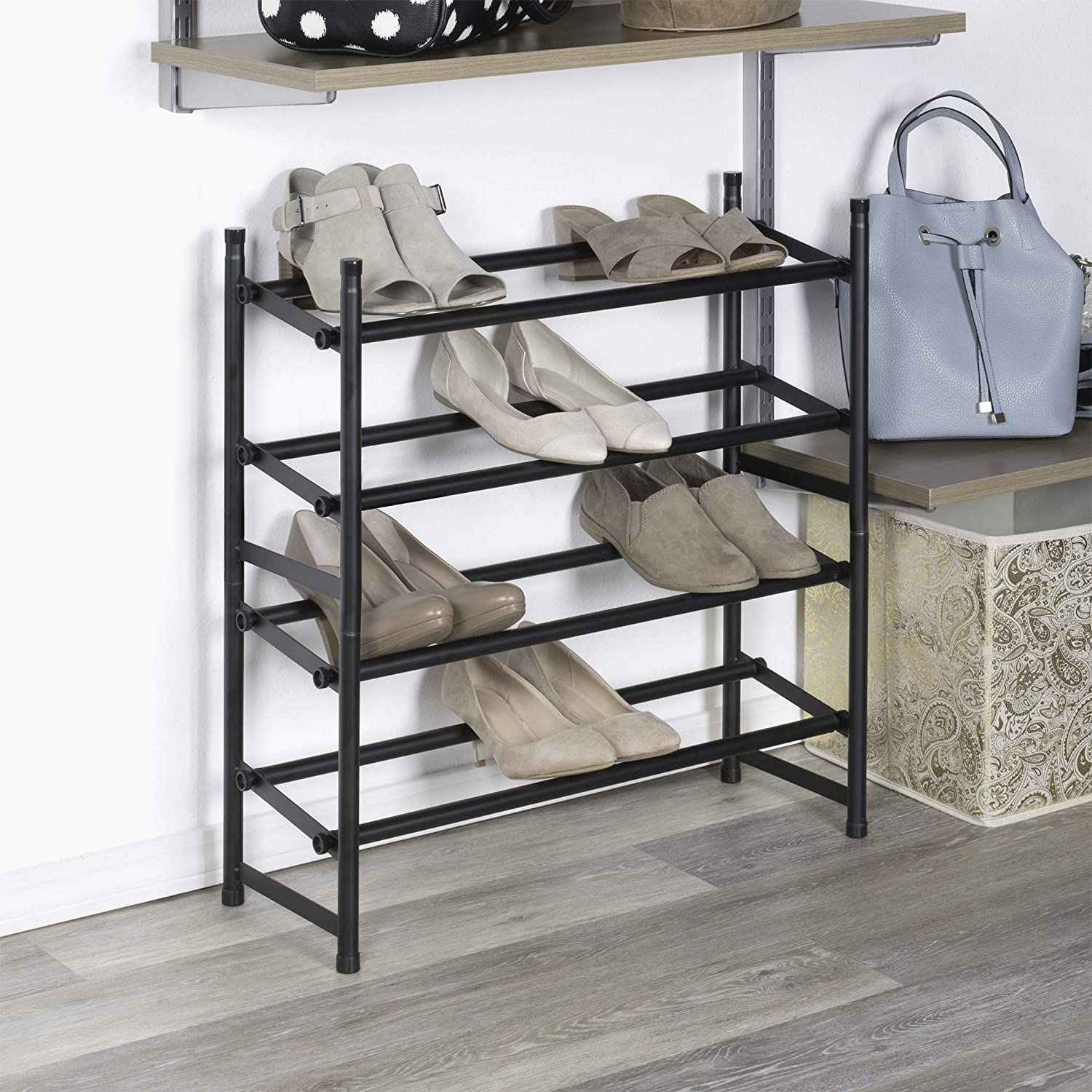 STACKING AND EXPANDING SHOE RACK MATTE BLACK