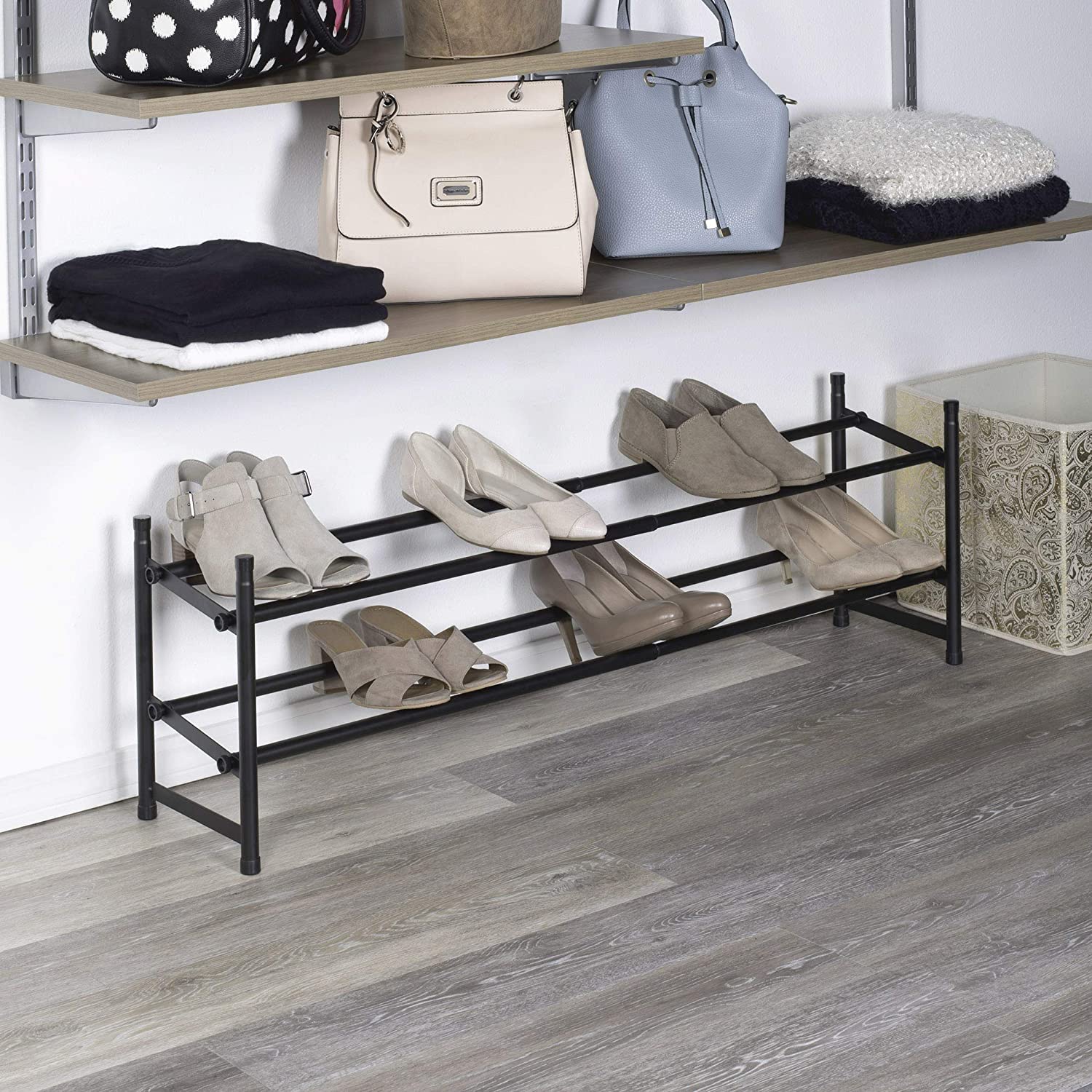 STACKING AND EXPANDING SHOE RACK MATTE BLACK