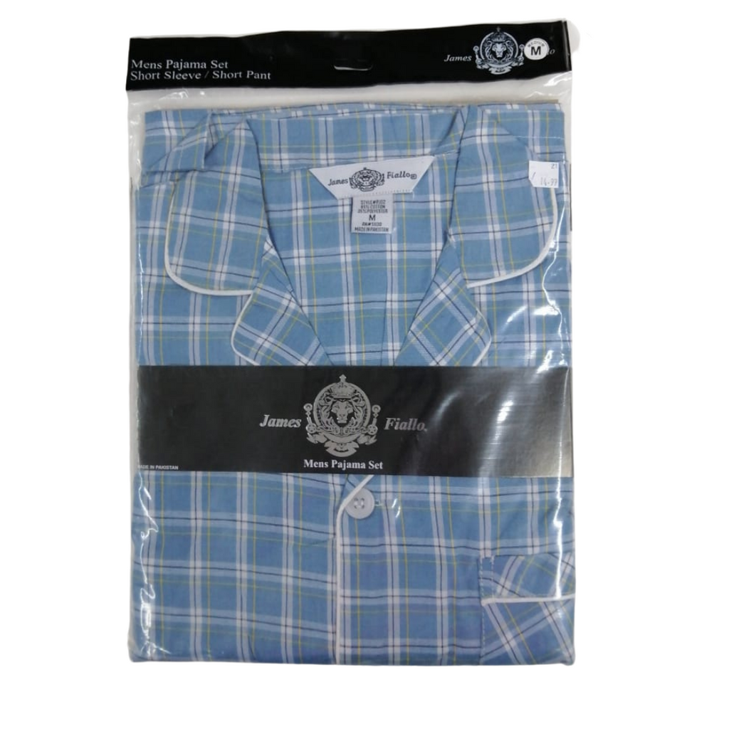 Men´s Pajama Short Sleeve w/ Long short  Light Blue Multicolor