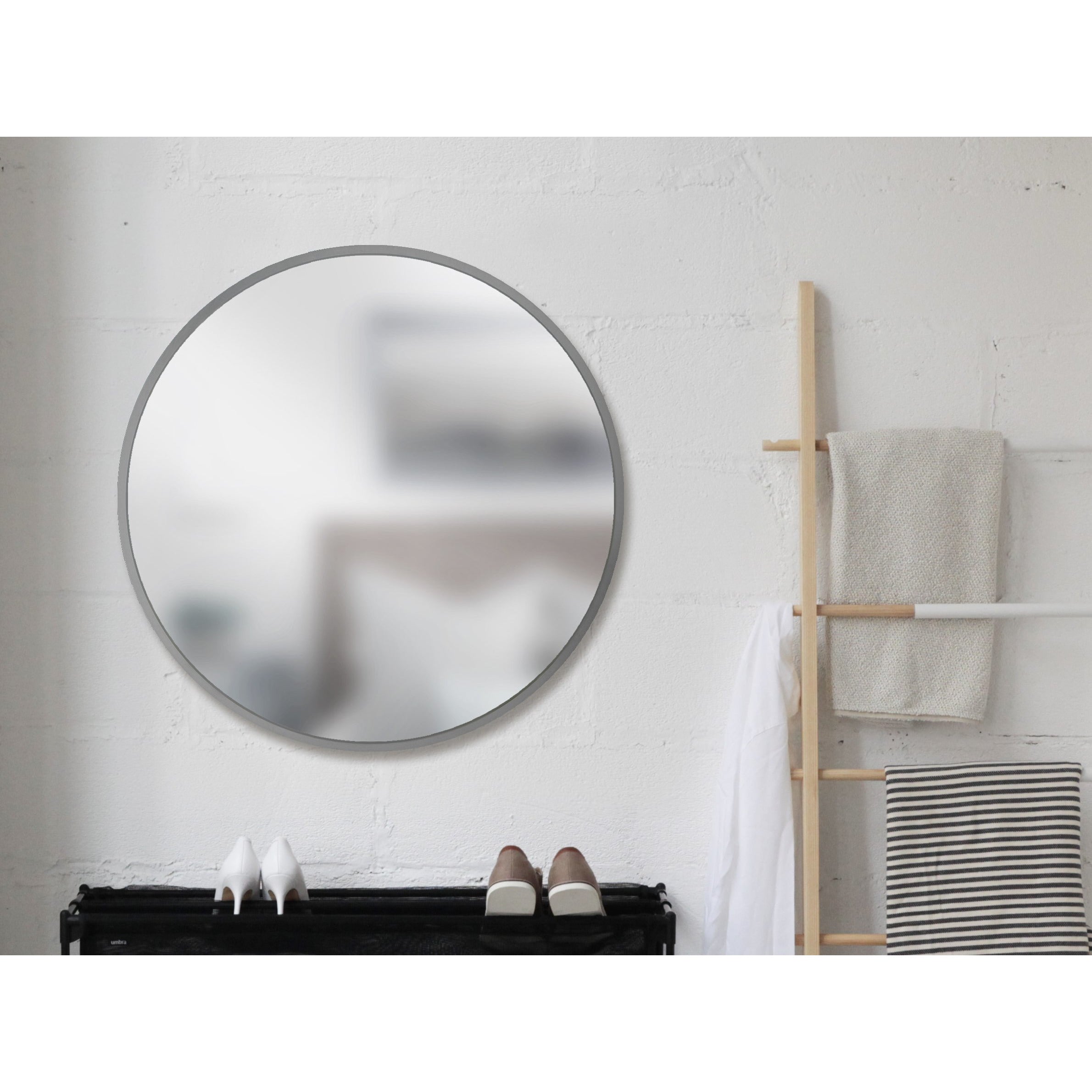 Hub Wall Mirror 37" Grey