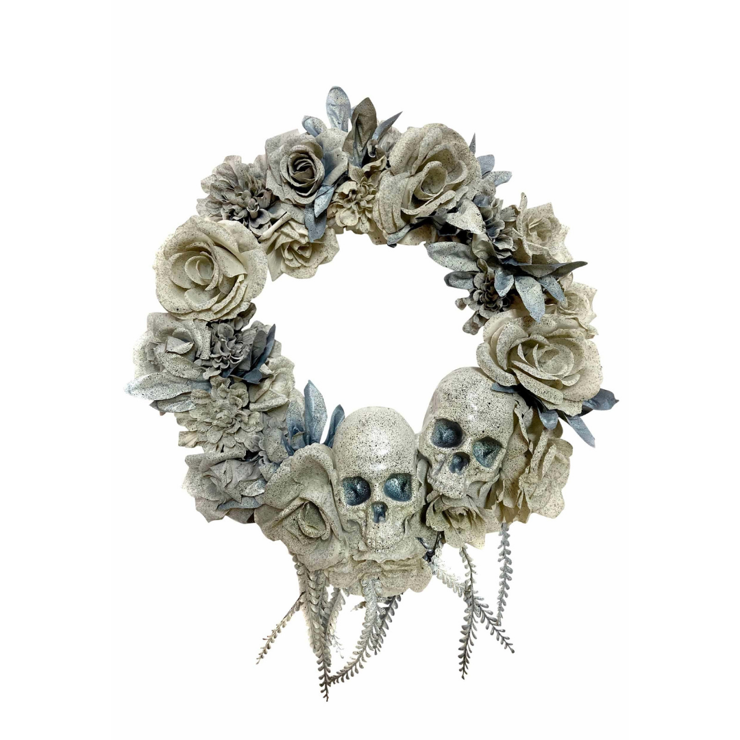 20 IN SKULL ROSE WREATH A3