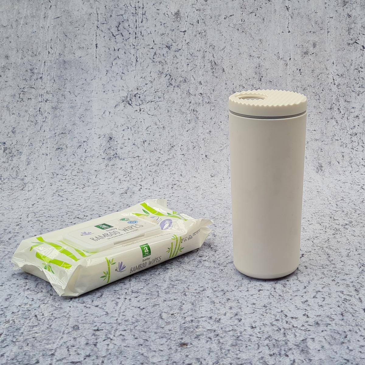 Cupholder Wipes Dispenser Coconut with Gray Accents