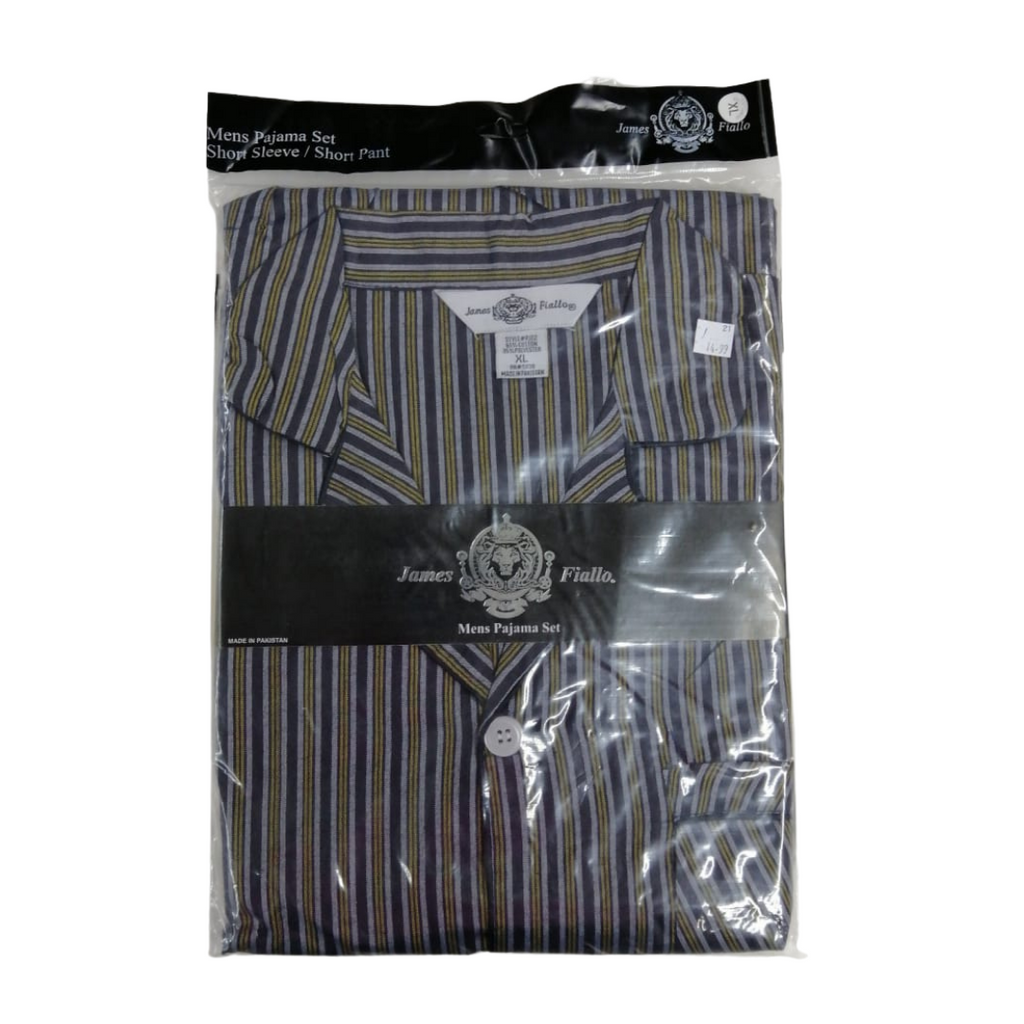 Men´s Pajama Short Sleeve w/ Long short Navy/Yelow Multicolor