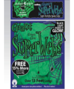 Giant Green Glow Spiderwebs with 4 Spiders