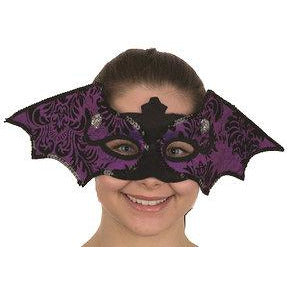 PURPLE POLY BAT MASK W/SEQUIN TRIM