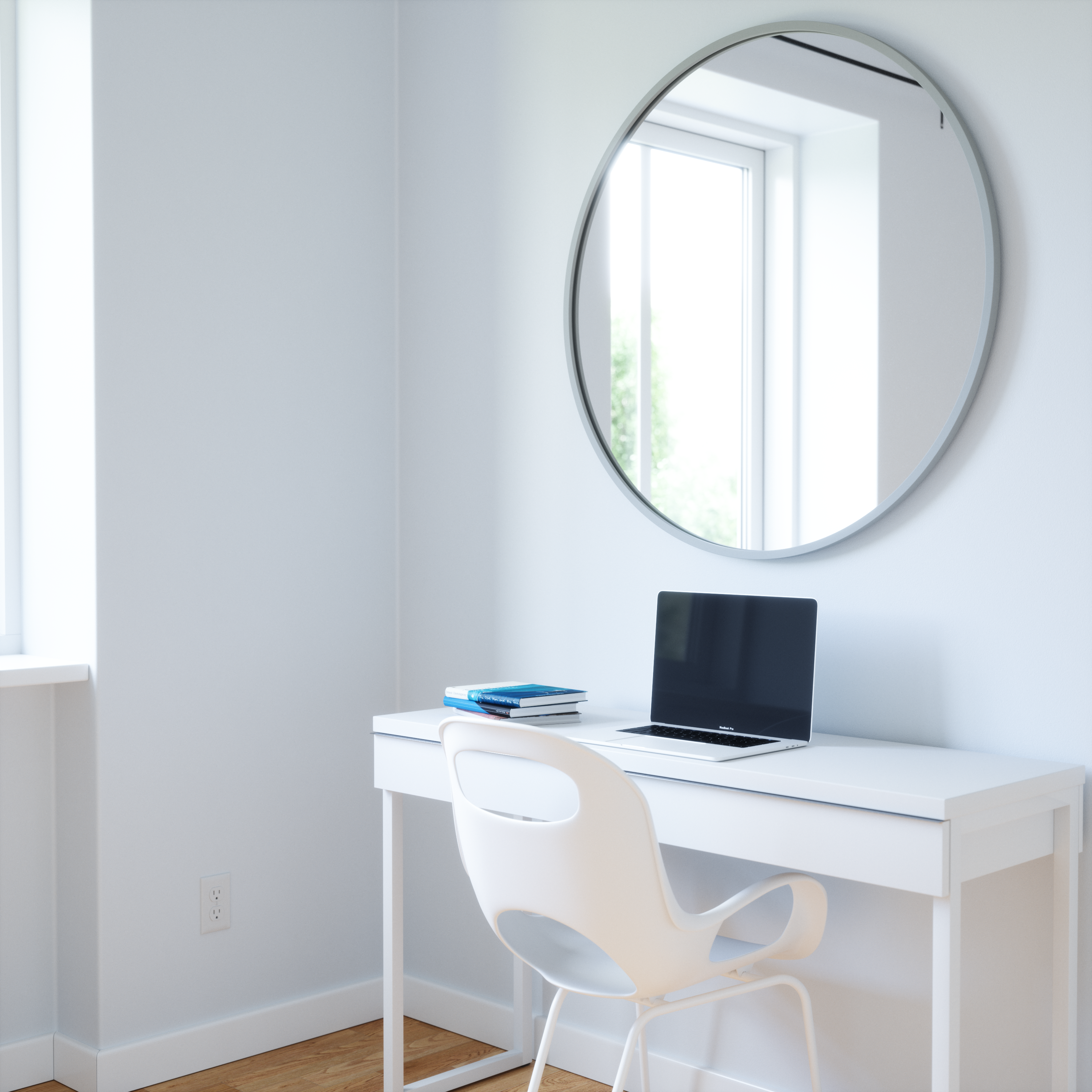 Hub Wall Mirror 37" Grey