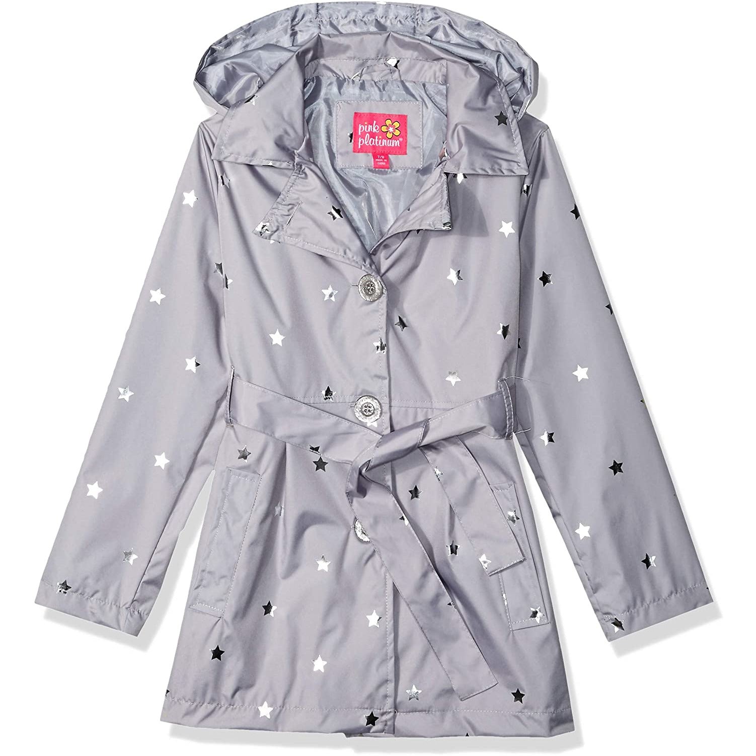 Chaqueta de lluvia gris con estrellas