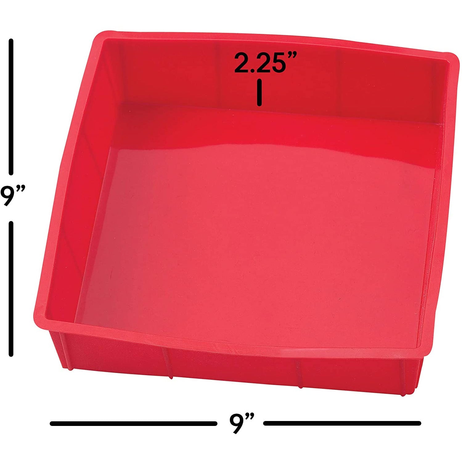 9" Square Cake Pan Non-Stick European Grade Silicone Red