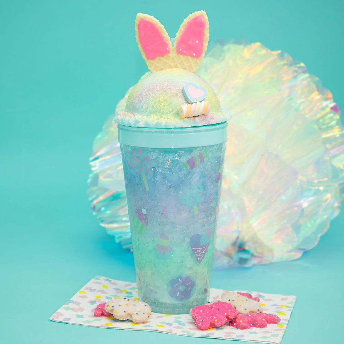 Sweet Rainbow Bunny Tumbler Mint