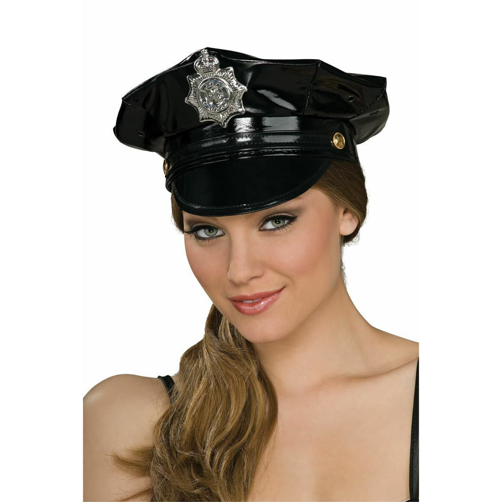 Black vinyl police hat