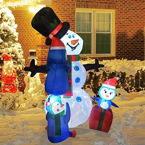 6 FT Tall  Inflatable Snowman with Three Penguins