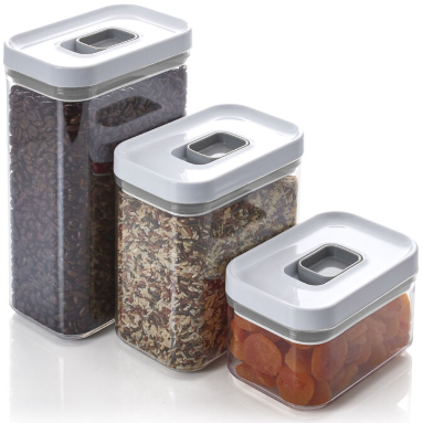 Set of 3  Rectangular Clear Storage Containers
