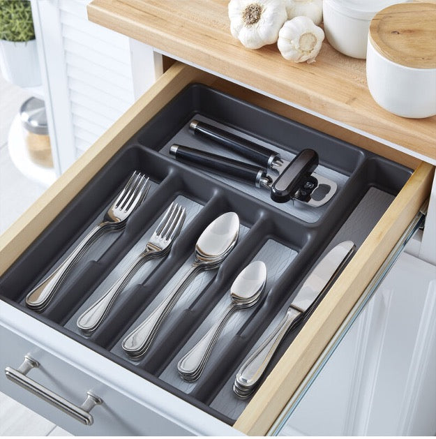 6 COMPARTMENT DRAWER ORGANIZER CHARCOAL