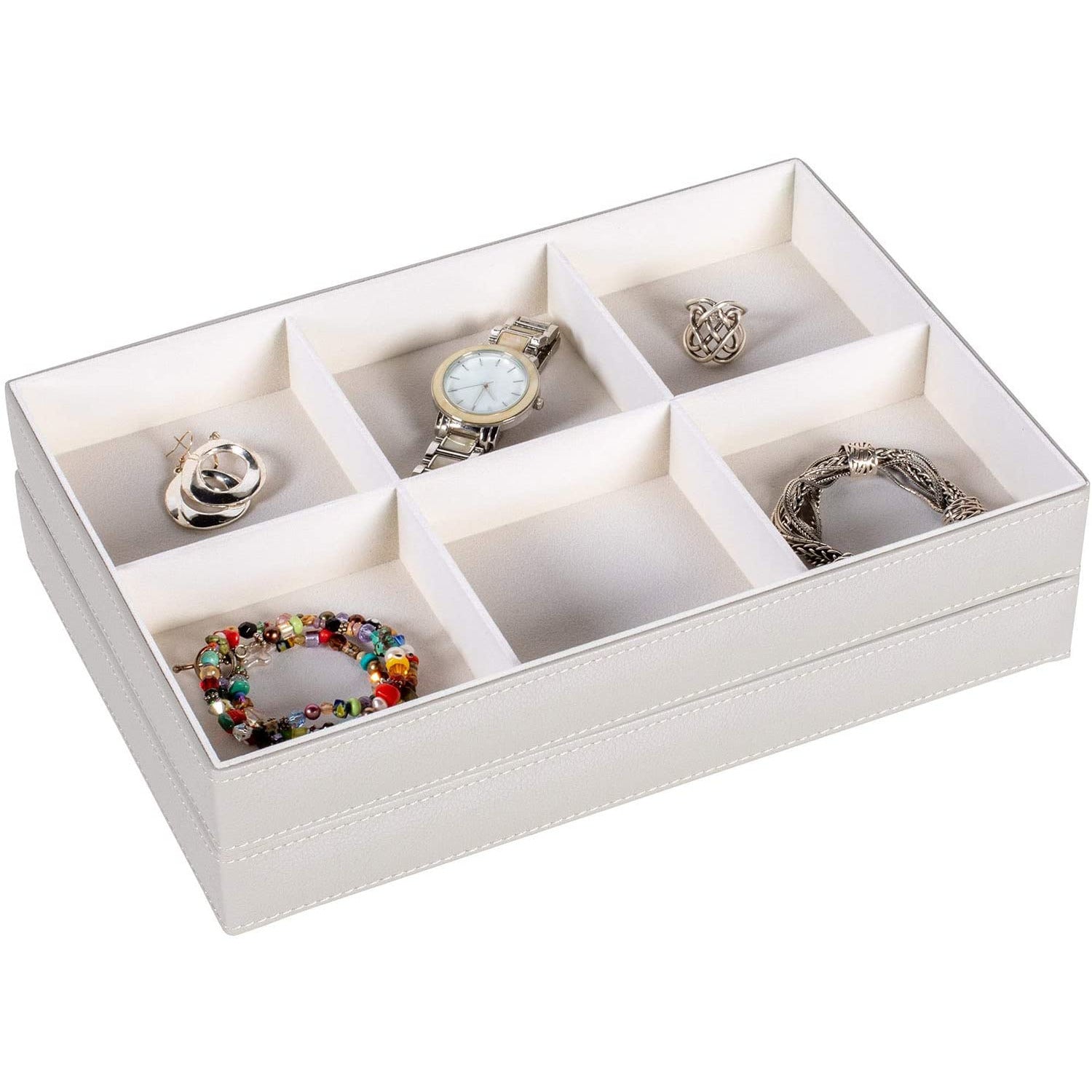 Jewelry Storage Organizer Tray 6-Compartment Grey