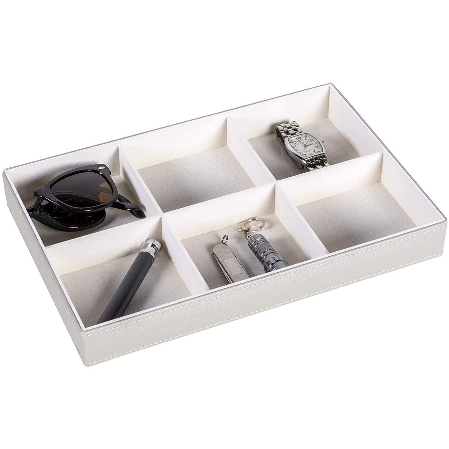 Jewelry Storage Organizer Tray 6-Compartment Grey