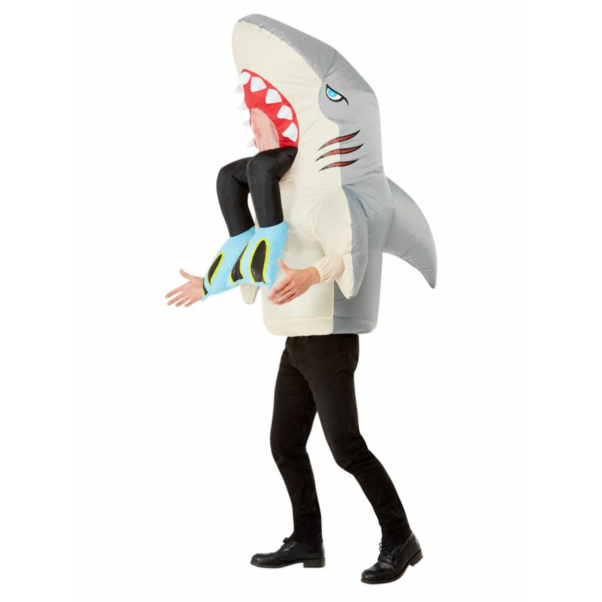 Inflate shark & diver costume grey