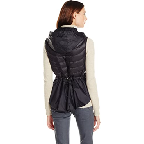 Women's Packable Cinched Back Fit-and-Flare Vest with Detachable Hood