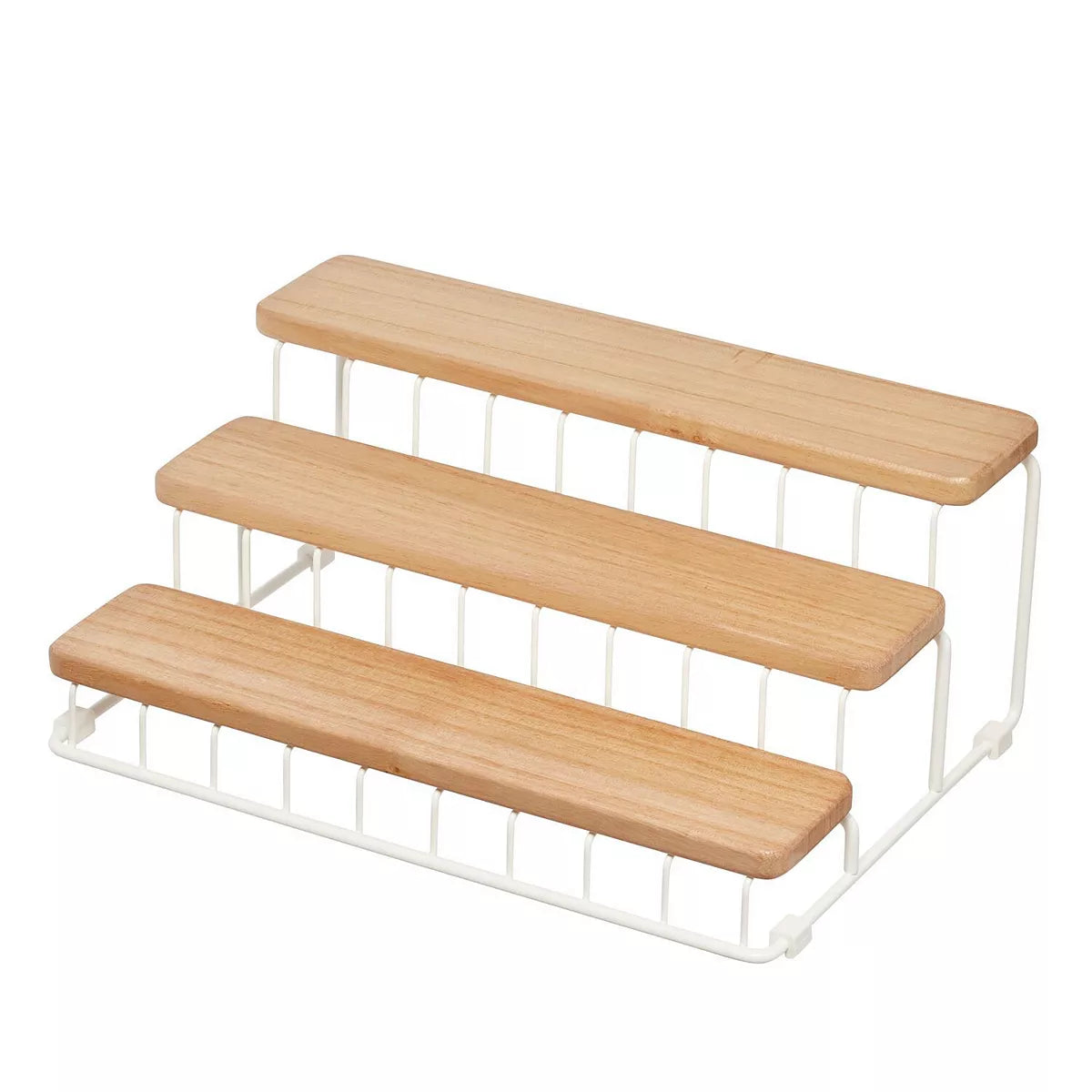 Wire & Paulownia Wood 3-Tire Spice Rack Coconut/Natural