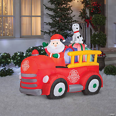 Airblown Santa Driving Fire