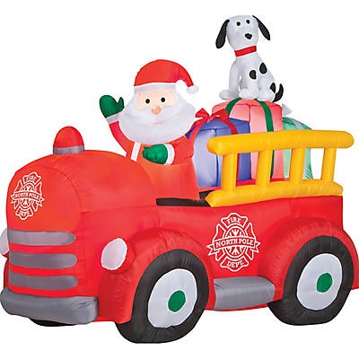 Airblown Santa Driving Fire