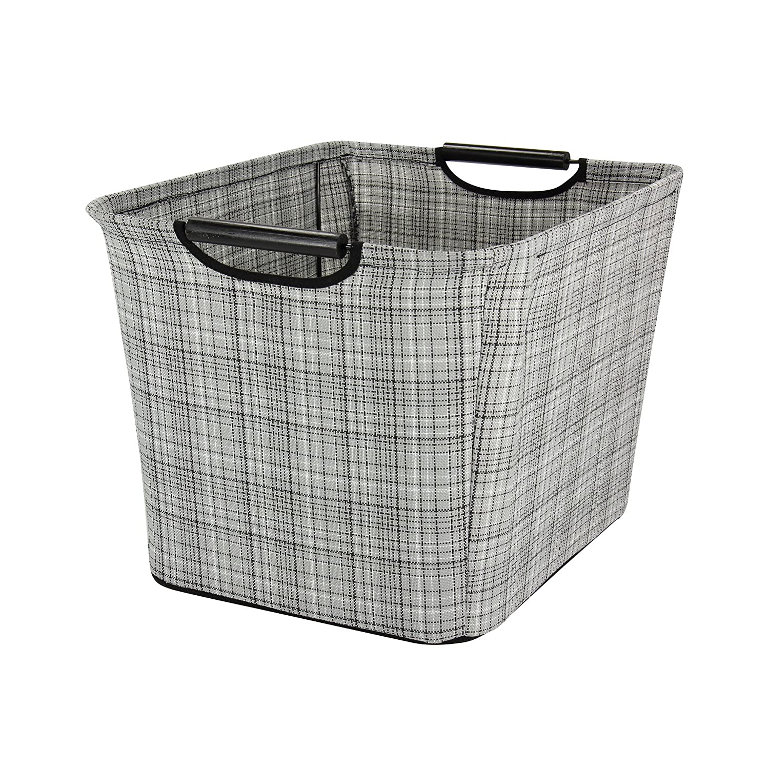 Tapered Storage Bin Medium Gray Plaid