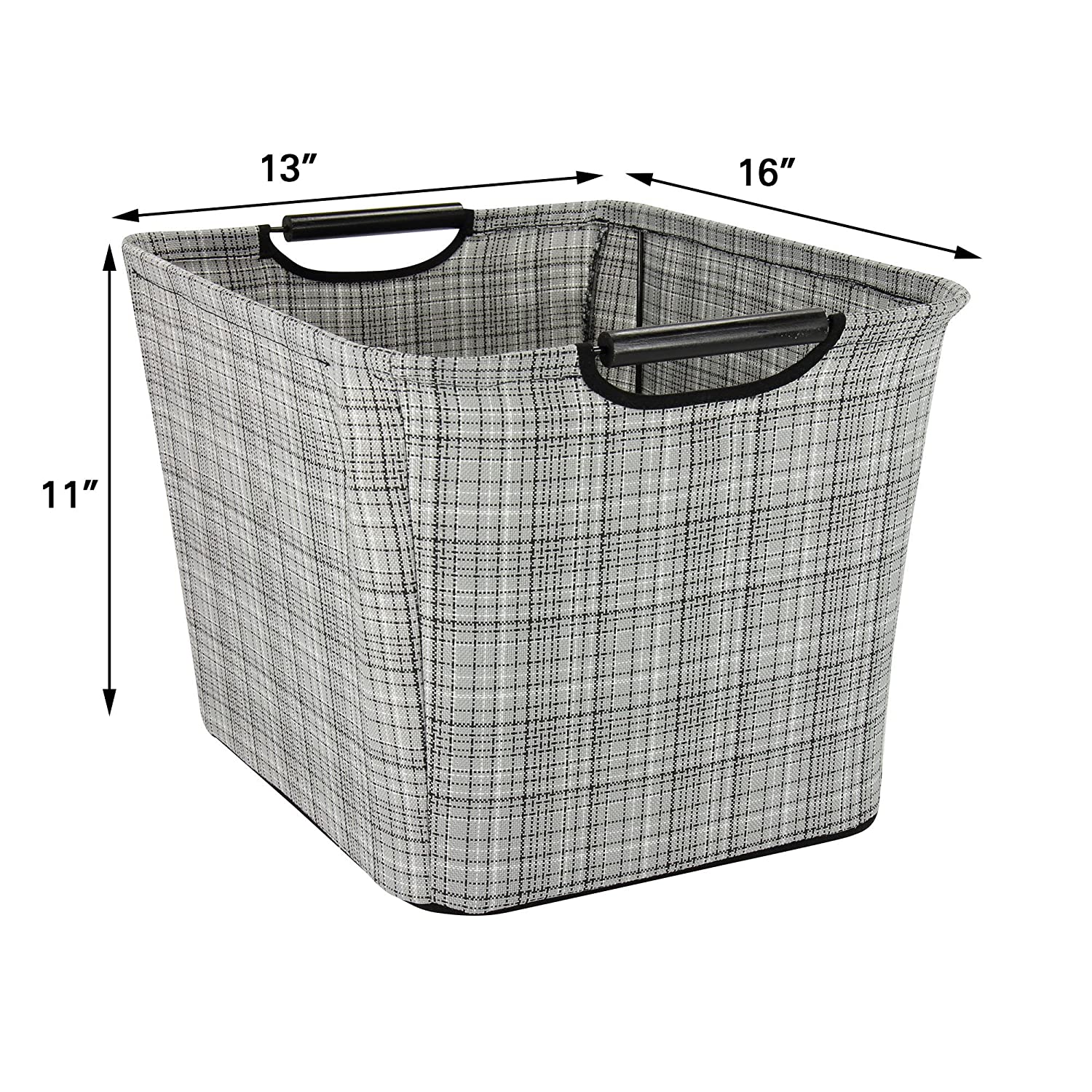 Tapered Storage Bin Medium Gray Plaid