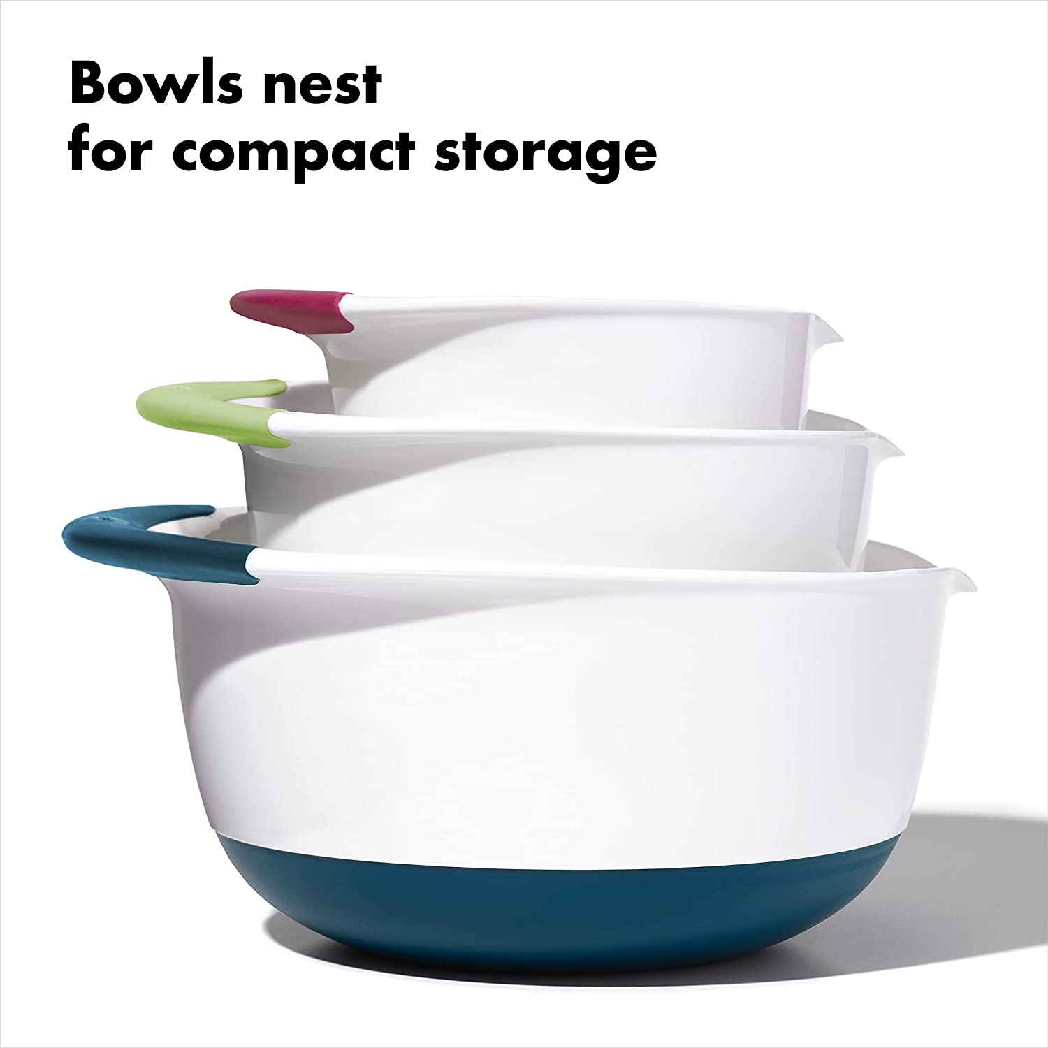 OXO GG 3 PIECE MIXING BOWL SET NEW COLORED HANDLES