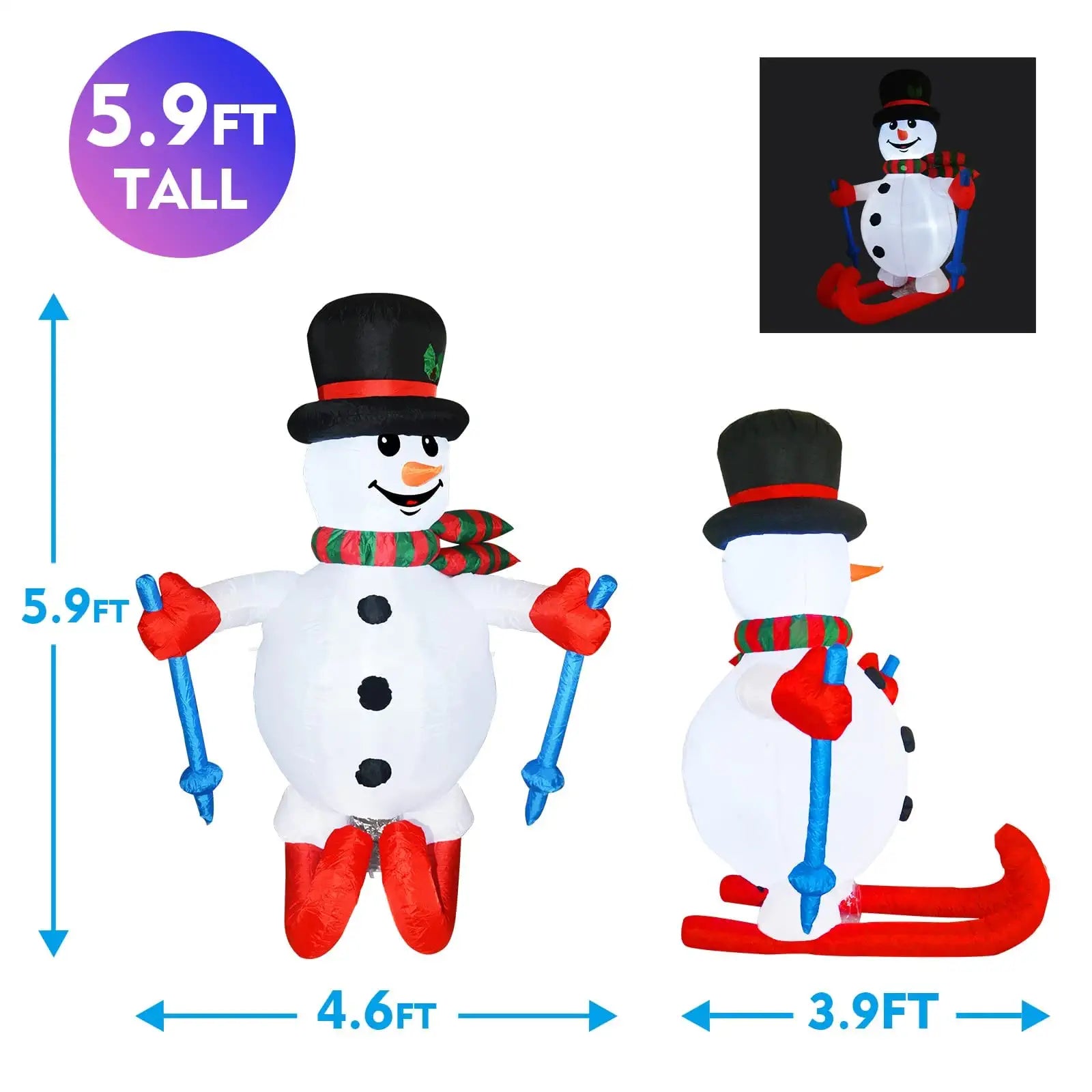 6 FT Tall  Inflatable  Ski Snowman