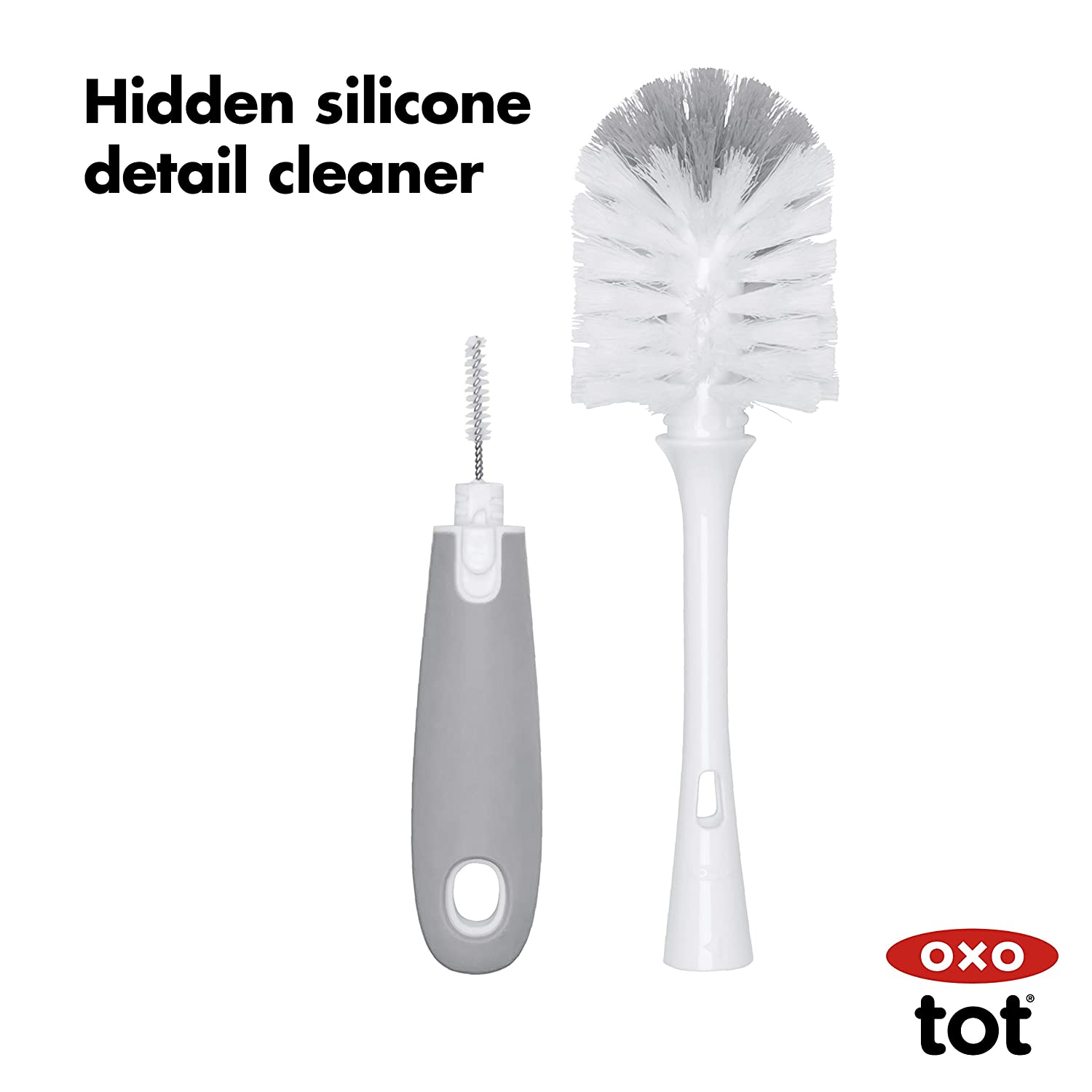 OXO Tot Bottle Brush with Nipple Cleaner and Stand Gray