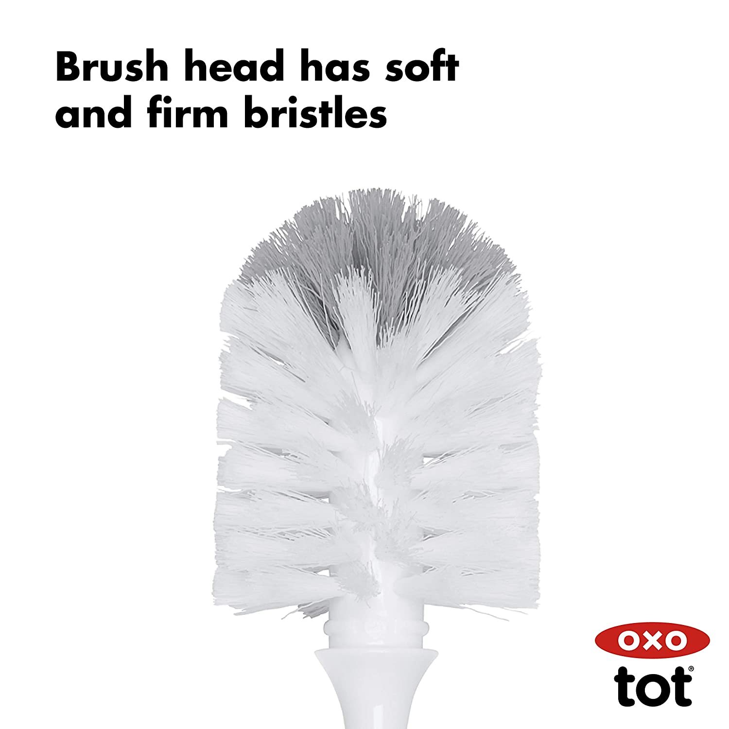 OXO Tot Bottle Brush with Nipple Cleaner and Stand Gray