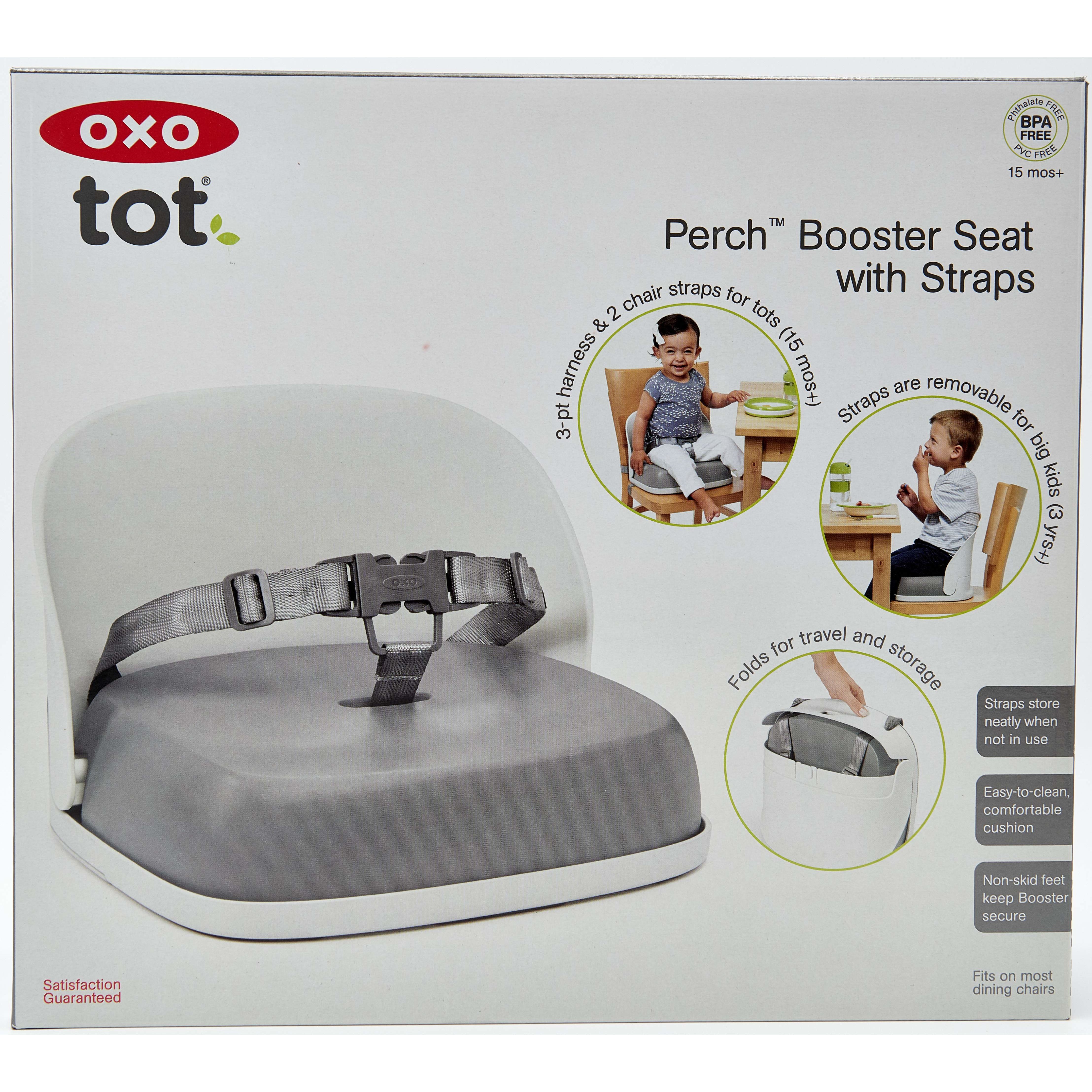 OXO TOT PERCH BOOSTER SEAT WITH STRAPS GRAY