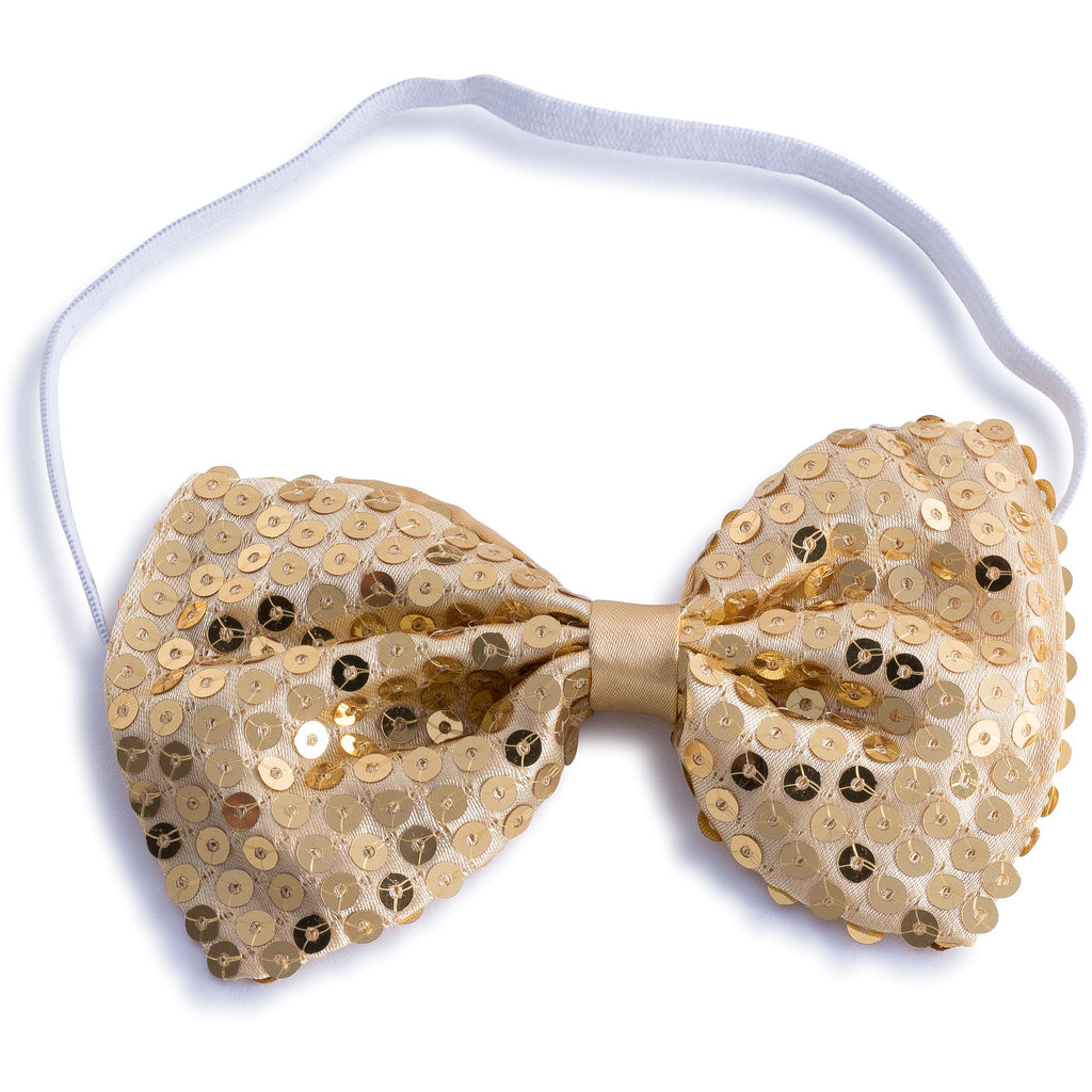 Gold Sequined Bow Tie - One Size