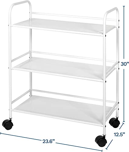 3 Tier Rolling Cart White