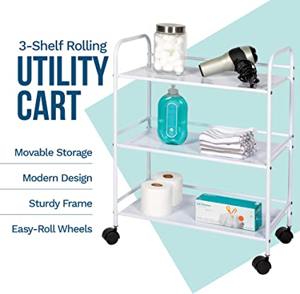 3 Tier Rolling Cart White