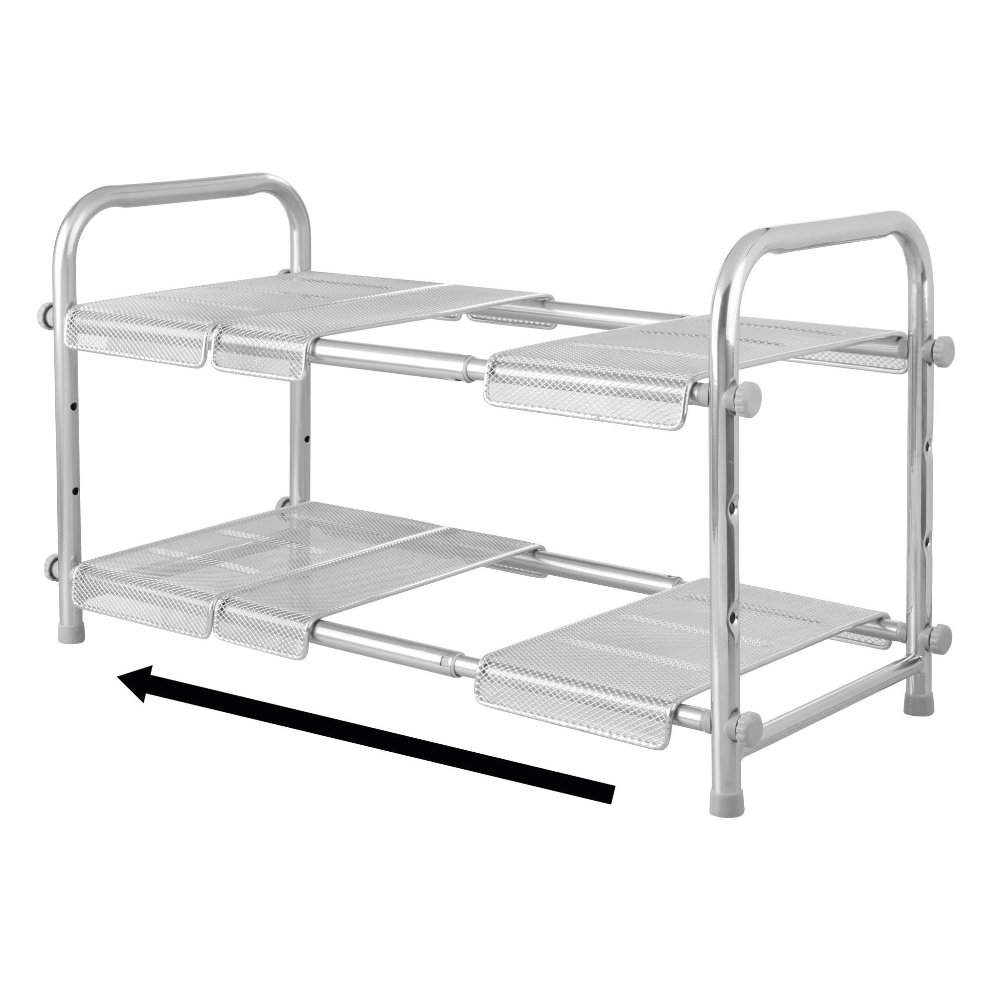 Silver Under Sink Organizer- 2 Tier Expandable Shelf