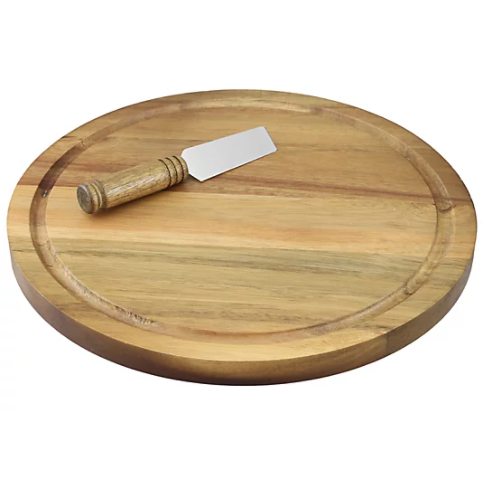 Roud cheese board and knife set