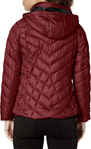 Faux Packable Jacket W / Fur Lin Ruby