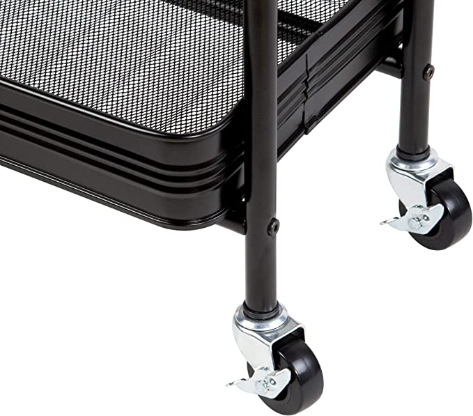 3 Tier Mesh &  Metal Cart  Black